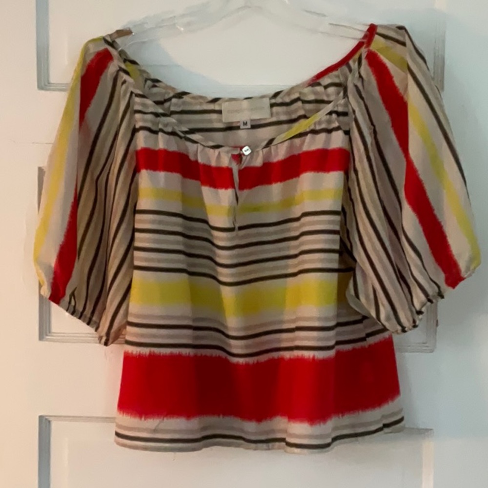 Corey Lynn Calter Puff Sleeve Cotton/Silk Top M